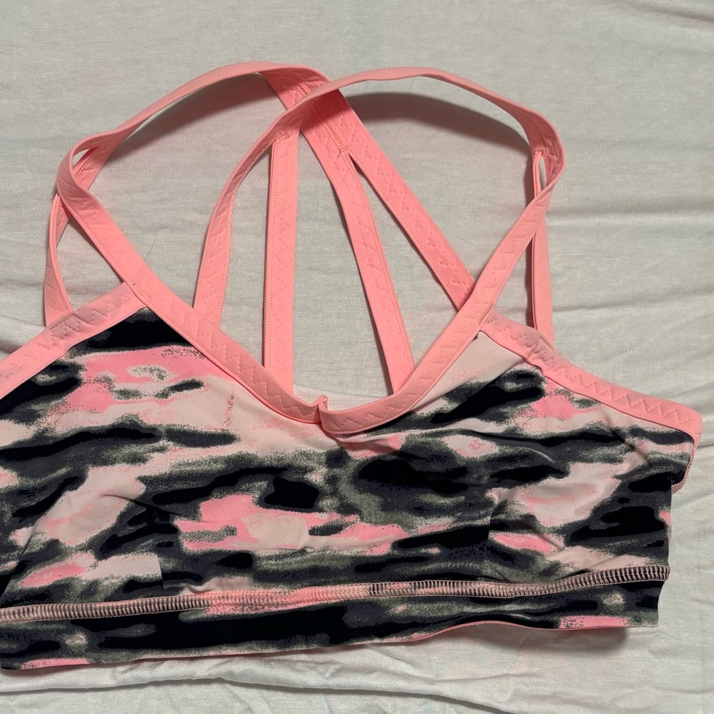 Lululemon Athletica Pink and Black Strappy Sports Bra